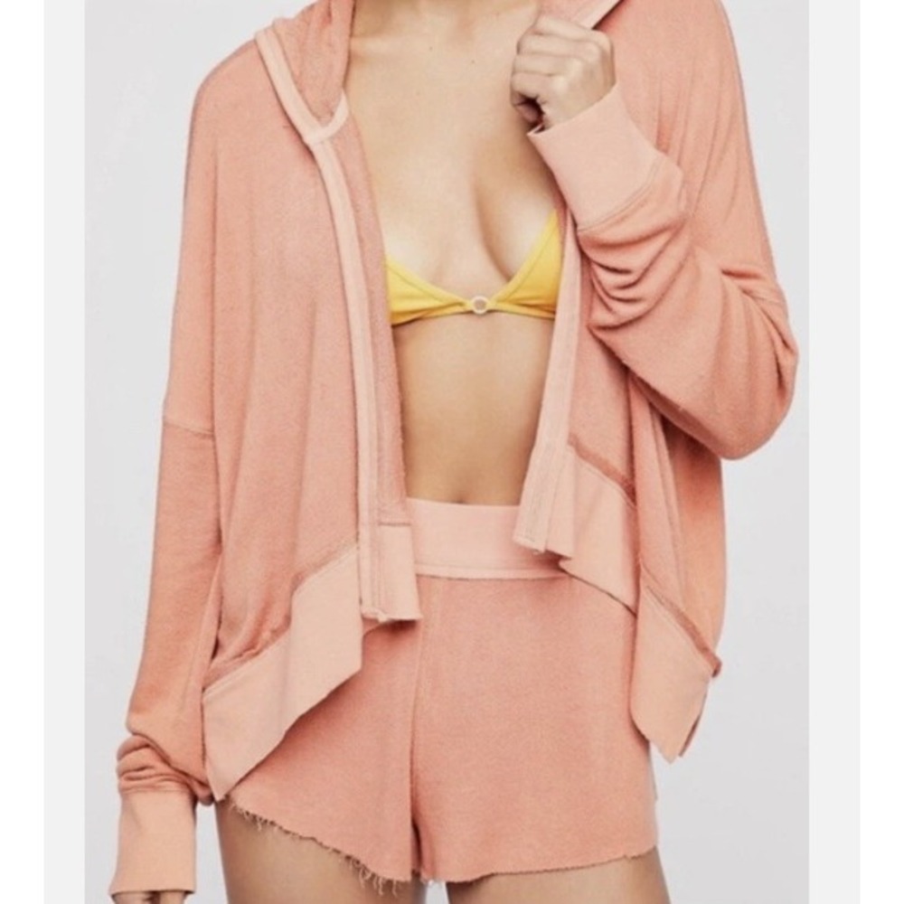 Free People Intimately Feels So Good Hoodie Womens XS Orange Oversized Cardigan